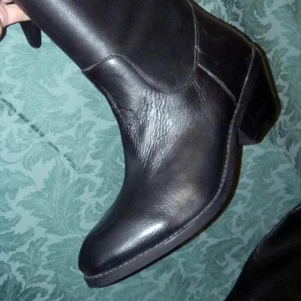 NEW size 8-8.5 Ecote Fiona Over The Knee Black Leather boots